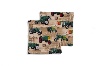 Oliver Tractor and Logo Pot Holders, Tan, Set of Two