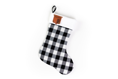 Oliver Christmas Stocking, vintage logo, plaid and leather