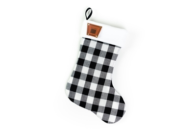 Oliver Christmas Stocking, Keystone logo, plaid and leather