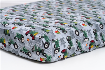 Oliver Tractor and Logo Crib Sheet, Gray