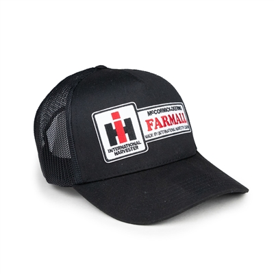 IH Farmall Logo Hat, Black Mesh Trucker Style