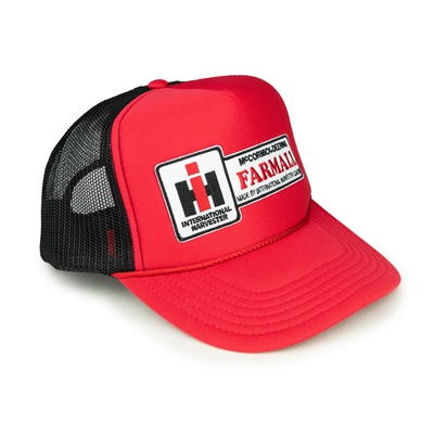 IH Farmall Logo Hat, Red Trucker with Black Mesh Back