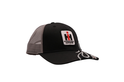 International Harvester Logo Hat, Black Mesh Flame