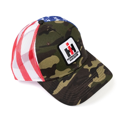 IH International Harvester Logo Hat, Camouflage and Flag Mesh