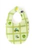 Baby Bib Displaying John Deere Tractors, Green Plaid