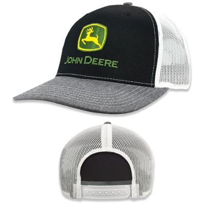 John Deere Hat, Black/Gray/White Mesh