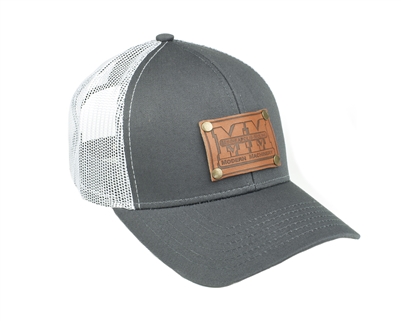 Minneapolis Moline Leather Emblem Hat, Gray/White Mesh