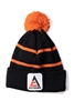 Allis Chalmers Knit Hat, Black with Orange Stripe and PomPom, New AC logo