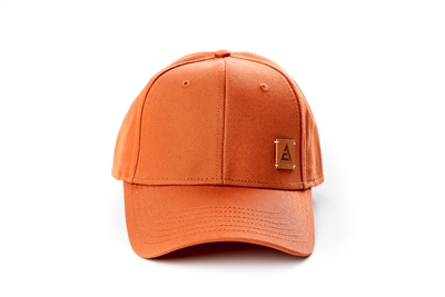 Allis Chalmers Leather Emblem Hat, New AC Logo, Solid Burnt Orange