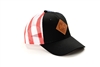 Vintage Allis Chalmers Leather Emblem Hat, Flag Mesh