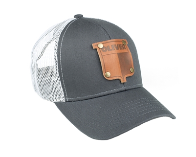 Vintage Oliver Leather Emblem Hat, Gray/White Mesh