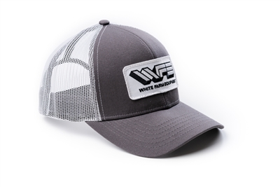 White Farm Equipment Hat, Gray with White Mesh Back