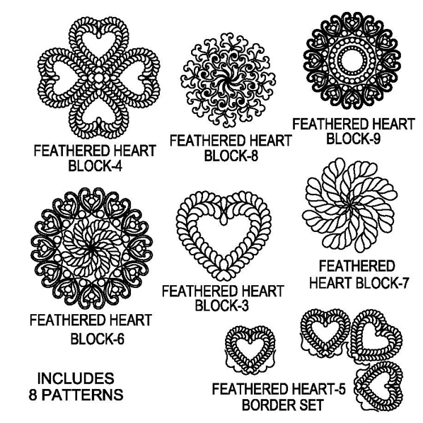 Feathered Heart-5 Block Package