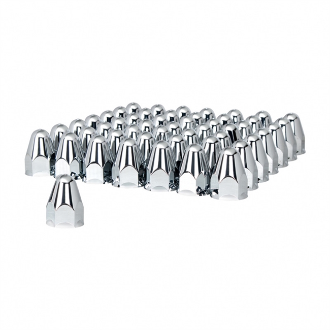 60 PACK OF CHROME 1 1/2" PUSH ON SLOTTED BULLET NUT COVER