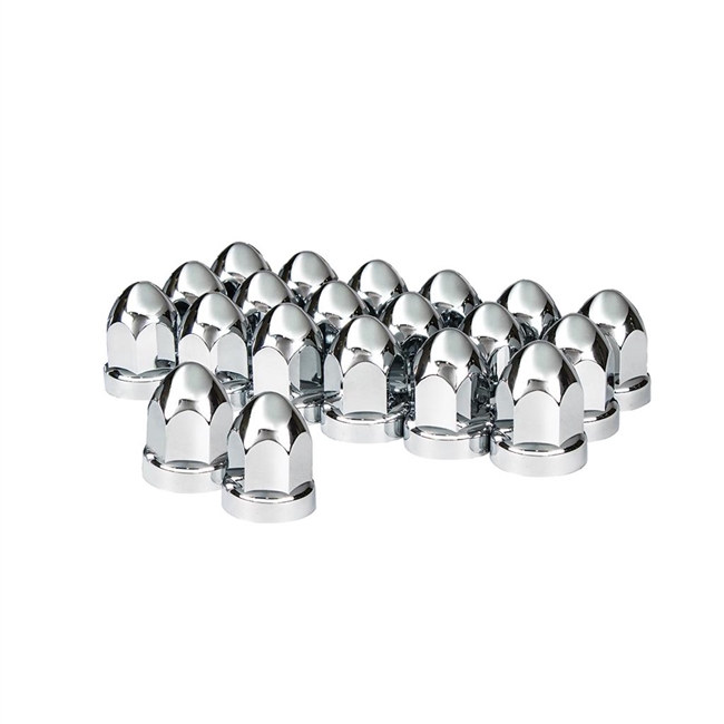 33mm X 2-3/4" Chrome Plastic Bullet Nut Covers With Flange - Push-On (Box of 20 )