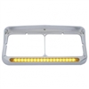 19 LED Dual Headlight Bezel w/ Visor - Amber LED/Amber Lens