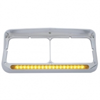 19 LED Dual Headlight Bezel w/ Visor - Amber LED/Amber Lens