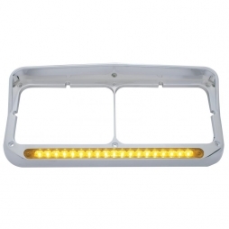 19 LED Dual Headlight Bezel w/ Visor - Amber LED/Amber Lens