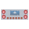 Stainless Rear Center Panel w/ Four 4" 7 LED & Six 2" 9 LED Light & Visor - Red LED/Red Lens