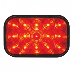 15 LED Rectangular Stop, Turn & Tail Light - Red LED/Red Lens