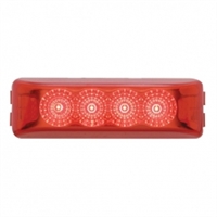 4 LED Reflector Rectangular Clearance/Marker Light - Red LED/Red Lens