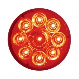 9 LED 2 1/2" Reflector Clearance/Marker Light - Red LED/Red Lens