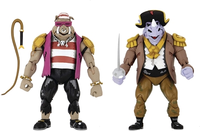NECA Turtles in Time - Pirate Bebop and Pirate Rocksteady Action Figures