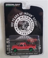 Greenlight Celebrates 100 Years of Indian Scout - 1991 GMC Sonoma with 1920 Indian Scout (Green machine)