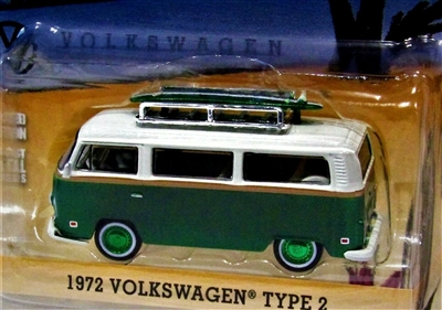 Greenlight - 1972 Volkswagen Type 2 (T2B) Van with Surf Board  - Green Machine