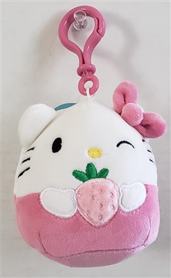 Squishmallow Hello Kitty and Friends  3" Plush Clips - Hello Kitty (Strawberry)