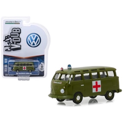 Greenlight - Club Vee-Dub Series 8 - 1964 Volkswagen Samba Bus Army Ambulance Army Green (29940A)