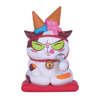 52Toys Food on Head Dessert Series Vinyl Figure - Cat with Ice Cream