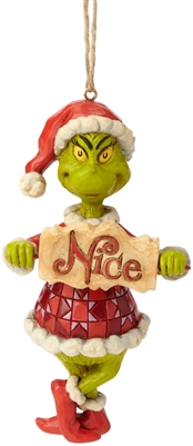 Jim Shore's Dr. Seuss The Grinch with Naughty/Nice Sign Ornament