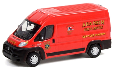 Greenlight Collectibles Route Runners Series 3 - 2018 Ram ProMaster 2500 Cargo High Roof Anaheim CA Fire & Rescue