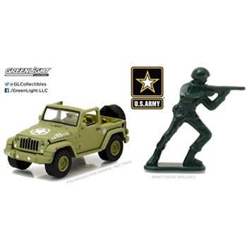 Greenlight - U.S. Army - 2016 Jeep Wrangler with Plastic Soldier Diecast Vehicle