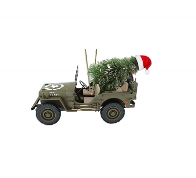 U.S Army Jeep with Christmas Tree Ornament