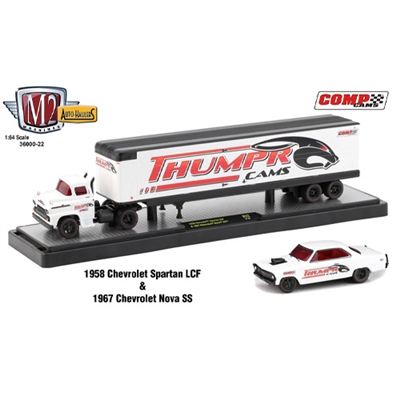 M2 Machines - Auto-Haulers (R22) - Thumper Cams - 1958 Chevrolet Spartan LCF & 1967 Chevrolet Nova SS