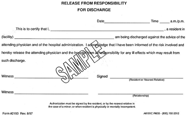 Release From Responsibility for Discharge
