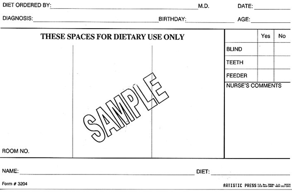 Dietary Record Card