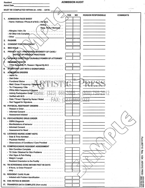 Admission Audit Rev. 1/04