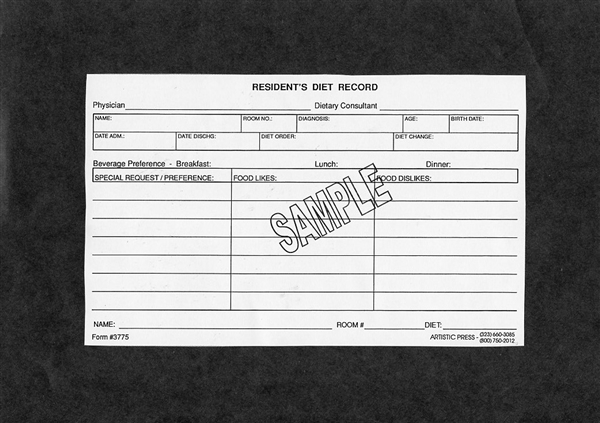 Resident's Diet Record