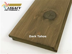 Cedar exterior shiplap siding with a smooth face prefinished in a dark brown stain called Dark Tahoe