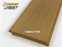 Cedar exterior shiplap siding with a smooth face prefinished in a golden brown stain called Legacy Oak