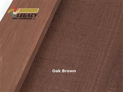 Cypress board and batten siding prefinished in a rich dark brown with a reddish tone called Oak Brown