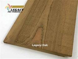 Cypress channel rustic siding custom prefinished in a golden brown stain called Legacy Oak
