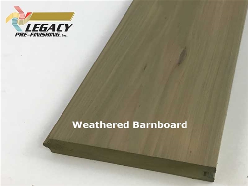 Cedar nickel gap siding custom prefinished in a dark brown/gray stain with a hint of green called weathered barnboard