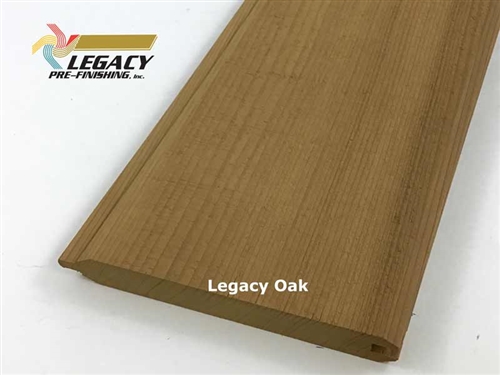 Prefinished Cedar Tongue and Groove siding in a golden brown stain called Legacy Oak