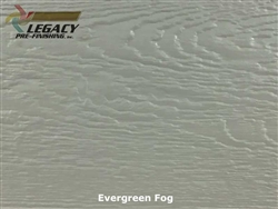 LP SmartSide engineered wood lap siding custom prefinished in a light sage green color called Evergreen Fog