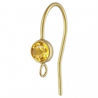 14K Gold Earwire with 4mm Citrine