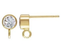 14K Gold Filled 4mm Post with Cubic Zirconia & Loop